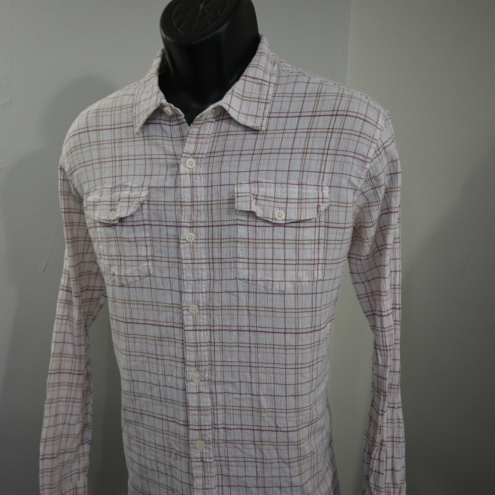 Patagonia Button Up Mens Large Regular Plaid Organic Cotton Seersucker